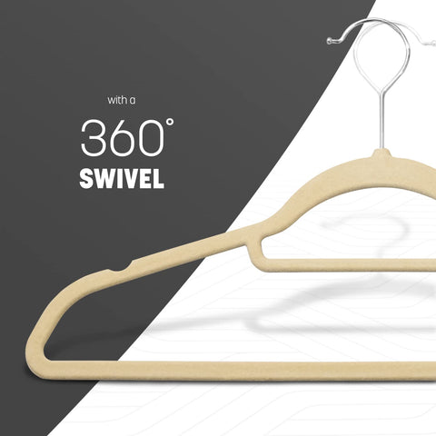 KEPLIN Velvet Hangers 50 Pack (45cm) -Thin Non-Slip Clothes Coat hangers with Tie Bar and 360 Degree Hook for Home Storage Durable