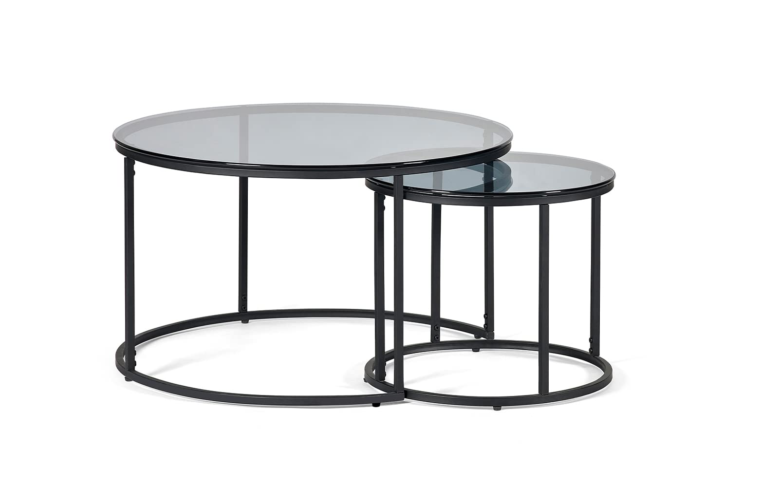 Julian Bowen Chicago Nesting Coffee Tables, Smoked Glass - H45 x W80cm
