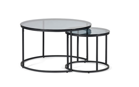 Julian Bowen Chicago Nesting Coffee Tables, Smoked Glass - H45 x W80cm