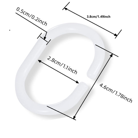 shower curtain hooks white C shape plastic hooks for shower curtains(24 Pieces)