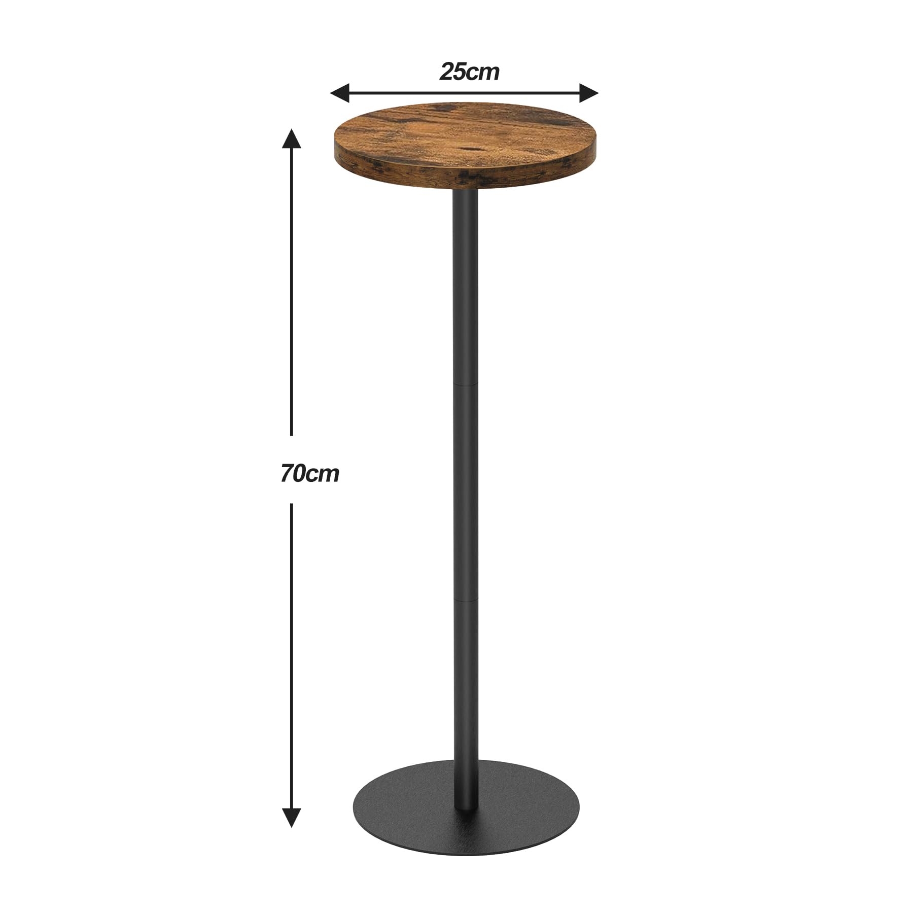 TUTOTAK Tall Round Side Table, Small End Table, Drink Table, Pedestal Side Table, livingroom, Brown TB01BB065EU