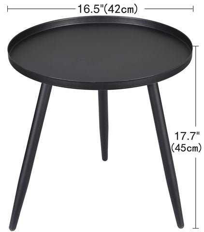 H JINHUI 45cm Metal Side Table for Living Room, Round Sofa End Coffee Table, Modern Simple Metal Frame Snack Table