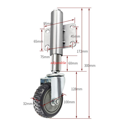 Spring Gate Wheels, Heavy-duty Shock Absorber Rotating Caster, Height Adjustable 30/60mm, Nylon Wear-resistant Silent Industrial Wheel （100mm）