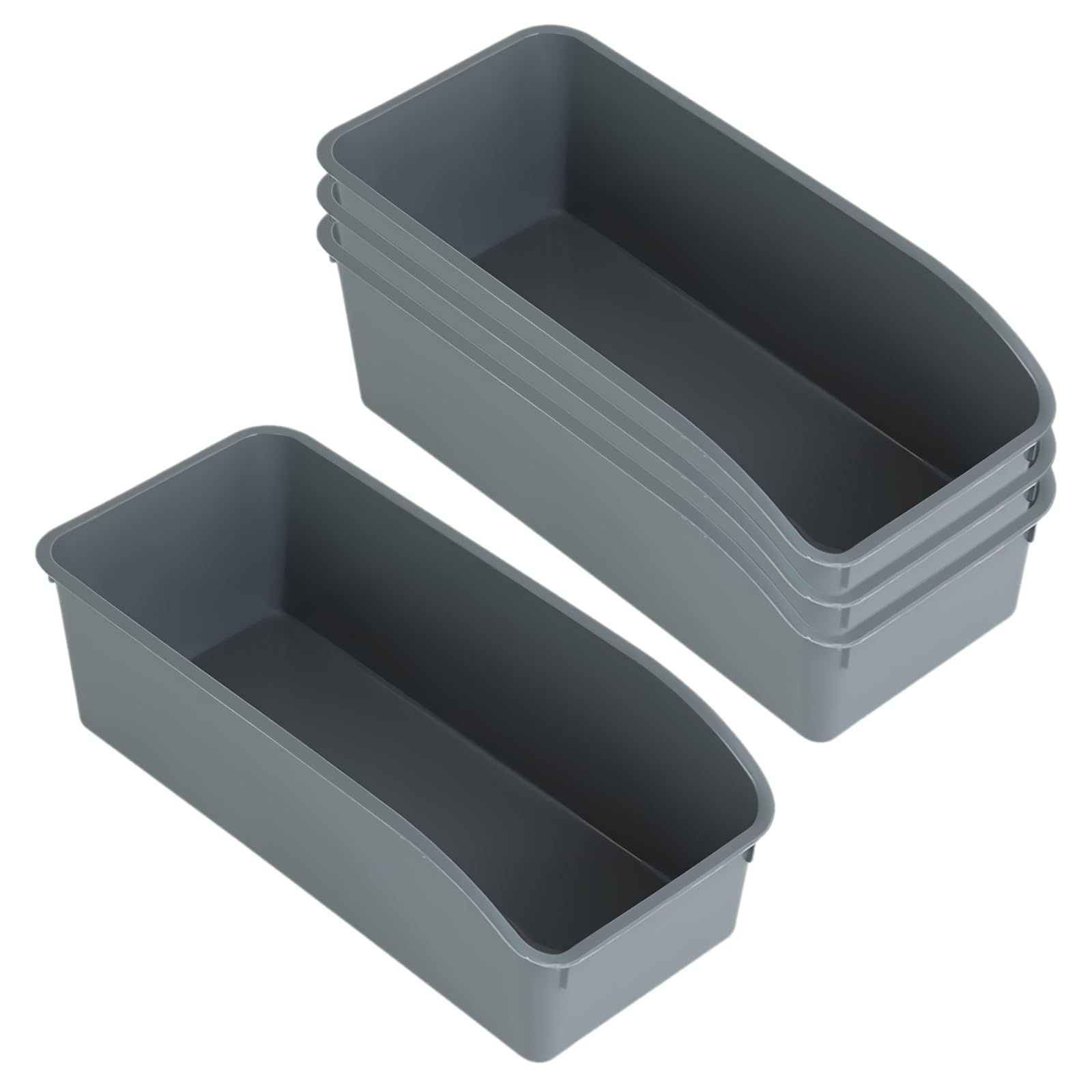 Set of 4 Storage Boxes, Storage Basket, Plastic Organiser Box