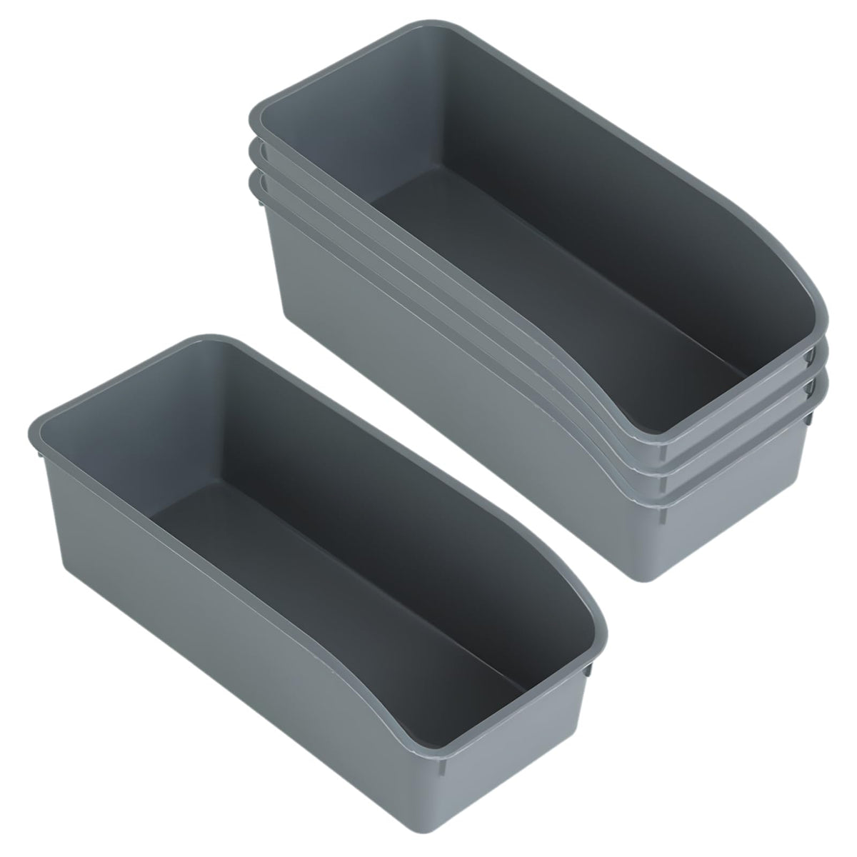 Set of 4 Storage Boxes, Storage Basket, Plastic Organiser Box