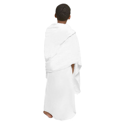 Faxianther 2Pcs Soft Ihram Towel Set for Boys, Kids Breathable White Islamic Pilgrimage Ritual Towel Wrap Cotton Muslim Prayer Shawl Clothes Mecca