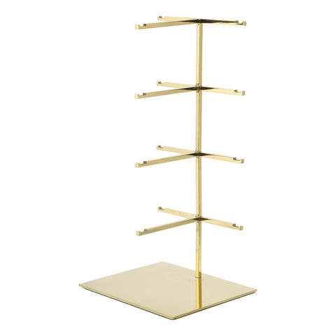 sourcing map Sunglasses Display Stand, 1Pcs - Stainless Steel Sunglass Rack, 4-tier Glasses Stand with Jewelry Holder Base