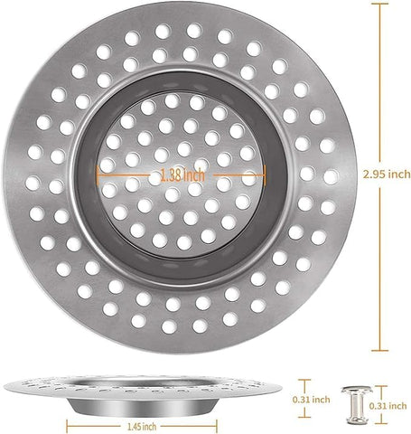 (Set of 2) Stainless Steel Kitchen Sink Strainer Plug with Upgrade Handle, Standard Strainer Drain Protector for Bathroom/Kitchen