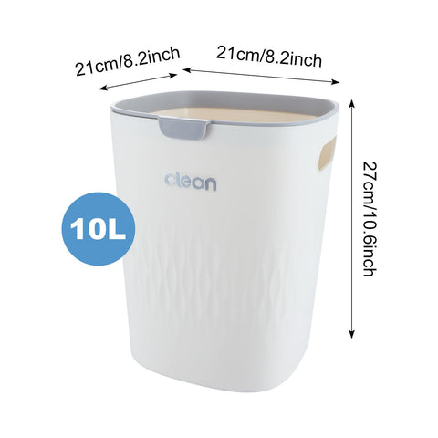ASelected Trash Bin 10 L Kitchen Trash Can Pressure Rings Design Cream White Square Trash Can For Kitchen,Bathroom Office Living
