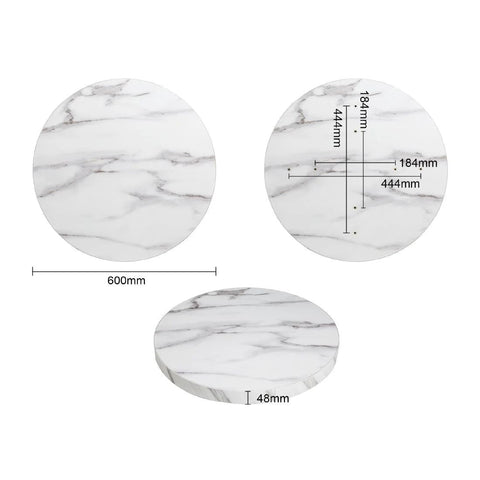 Bolero Pre-drilled Round Table Top, Wood, Marble Effect, 600mm