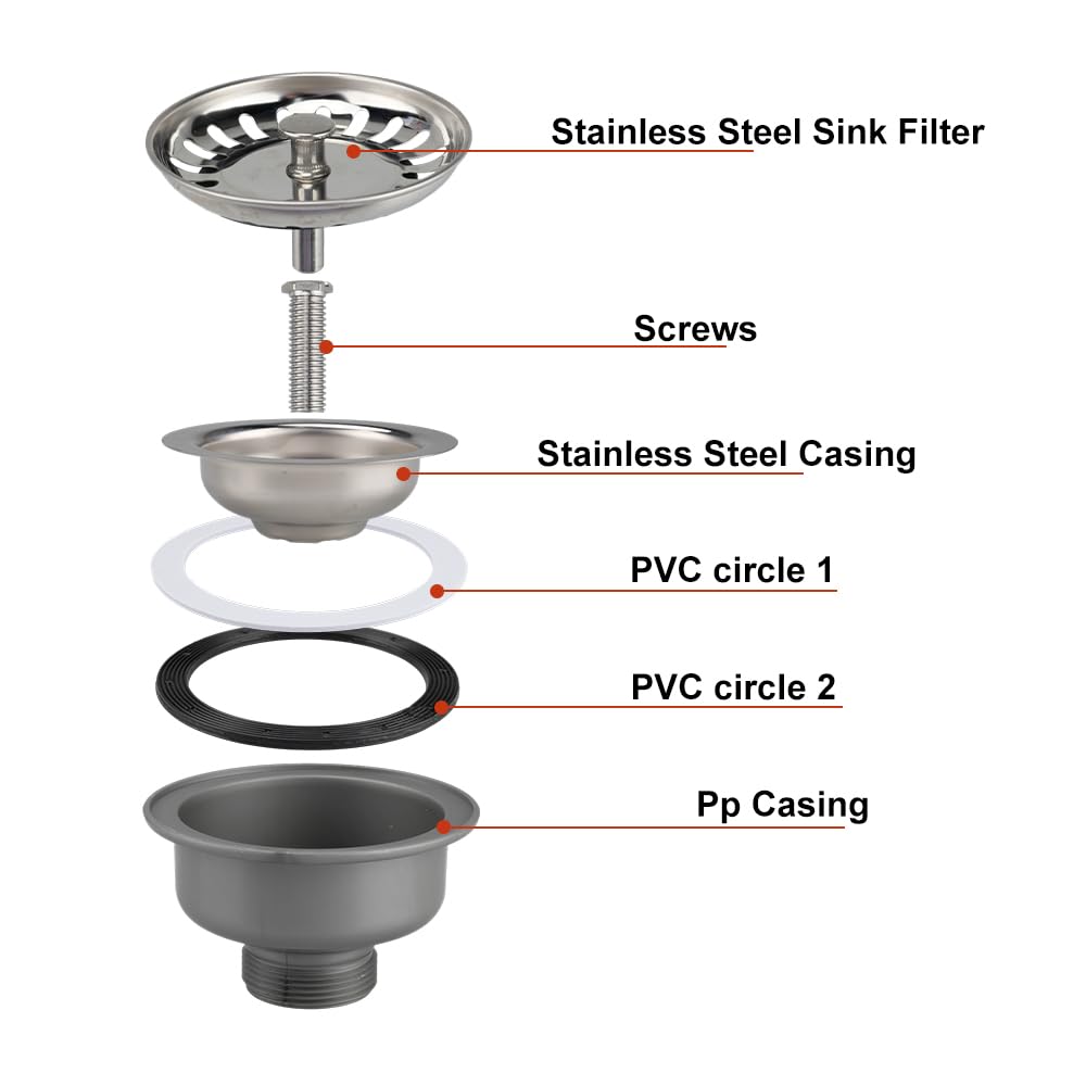 Inodiref Ø 110mm Stainless Steel Sink Waste, Kitchen Sink Drain Strainer
