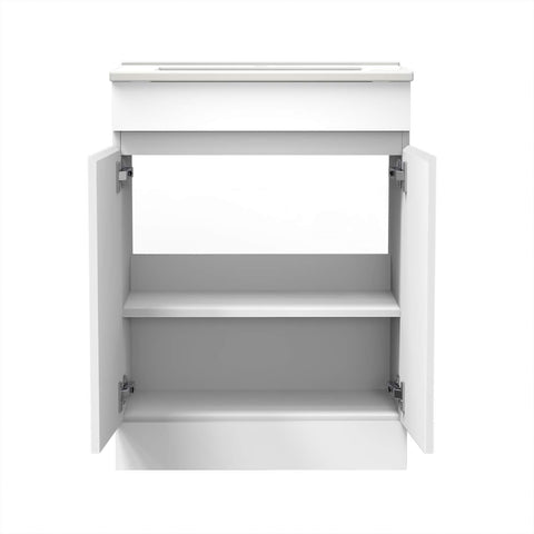 Biubiubath 500mm Bathroom Sink Unit with Basin Matt White 2 Soft Close Doors Freestanding Bathroom Suite with Vanity Unit