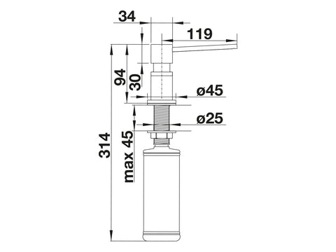 BLANCO Lato Washing Up Liquid Dispenser Soft White/Chrome | Suitable for All Blanco Kitchen Taps | Convenient to Fill from Top | Sink