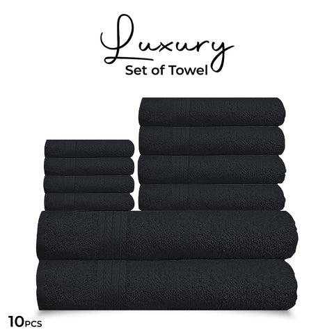 Dolce Vari 10-Piece 100% Egyptian Cotton Towel Set - Luxurious 500GSM Soft Towels, Highly Absorbent & Extra Large - 4 Face, 4 Hand, 2 Bath Towels