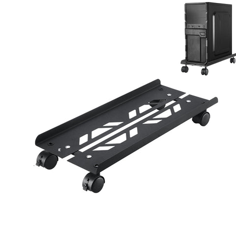 Yumzxin Heavy-Duty Steel Computer Tower Stand with Lockable Wheels- Adjustable Width 20-26cm, Universal PC Case Holder for Gaming/Office Desktops