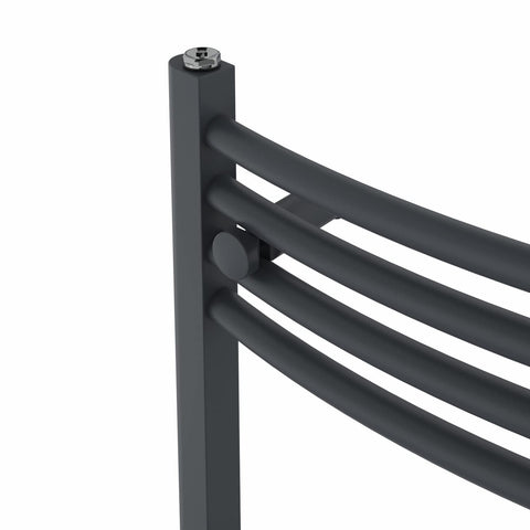 Warmehaus Curved Bathroom Heated Towel Rail Warmer 1400x500mm Anthracite