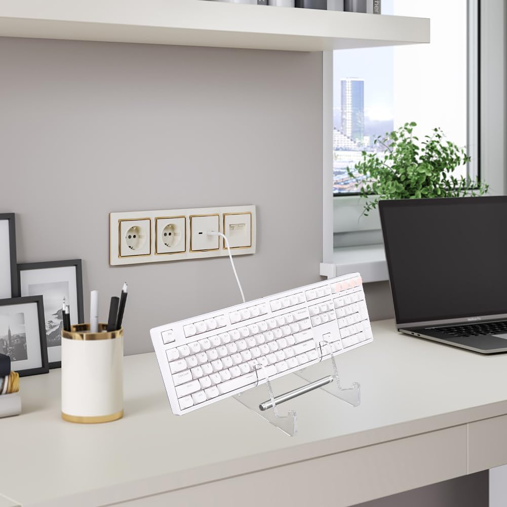 CRASPIRE Clear Keyboard Stand Keyboard Display Shelf Acrylic Iron 3 Tier Portable Detachable Mechanical Computer Collection Storage Holder Tray for