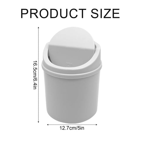 LTHERMELK Mini Desk Bin, White Plastic Desktop Trash Bin with Lid, Small Office Table Bin for Bathroom, Office, Kitchen, Bedroom