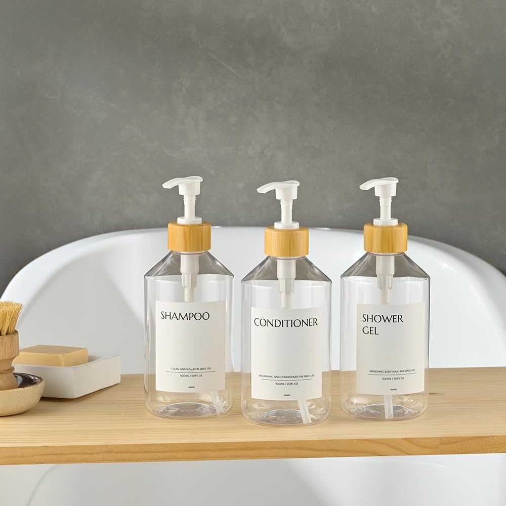 Janxin Pack of 3 Soap Dispensers, Wall Mounted, 500 ml, Wall Without Drilling, Soap Dispenser White, Detergent Dispenser for Kitchen and Bathroom