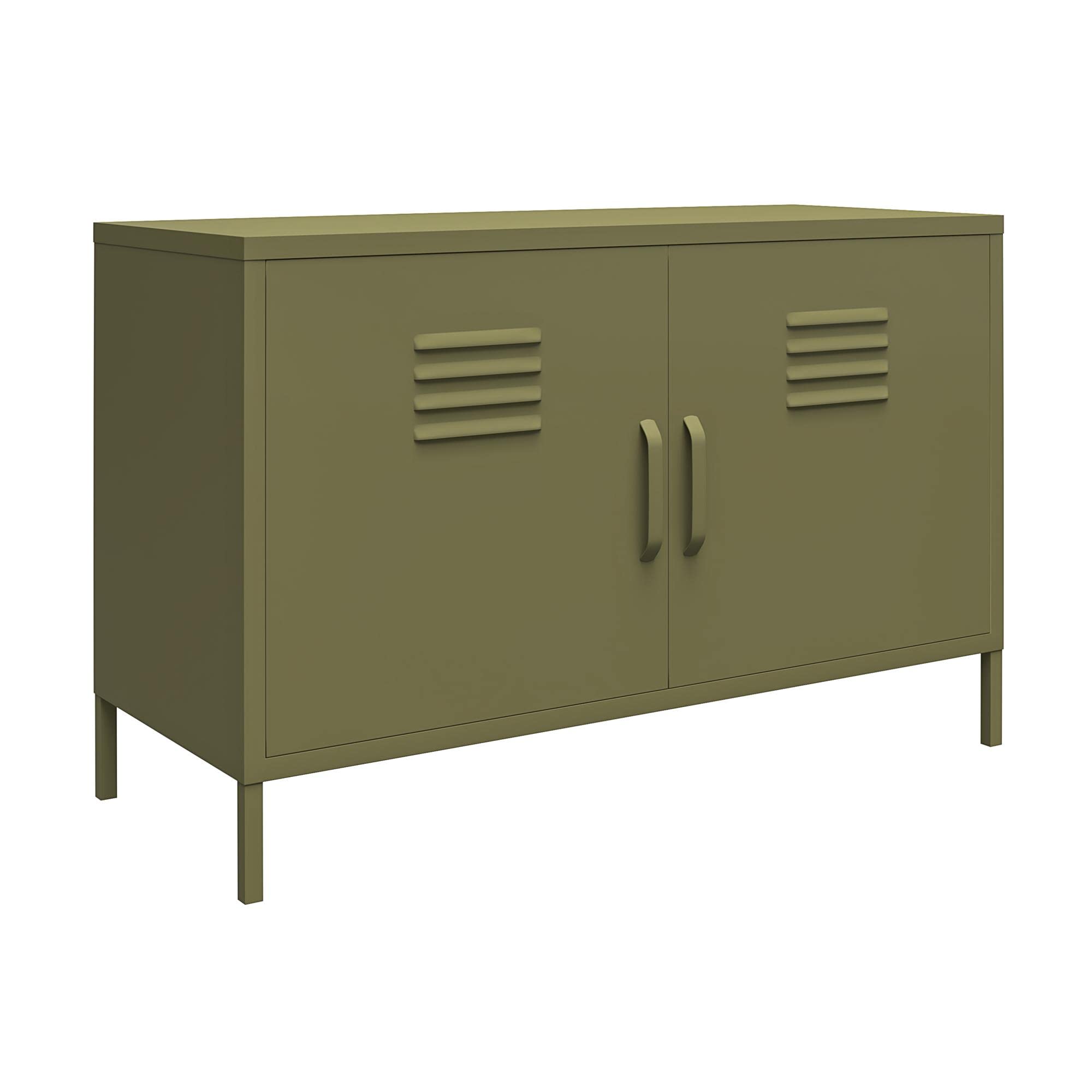 DHP Bradford 2 Door Metal Locker Accent Cabinet – Lockable Freestanding Metal Storage Sideboard Cupboard with Adjustable Shelf & Keys