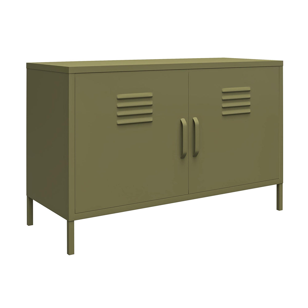 DHP Bradford 2 Door Metal Locker Accent Cabinet – Lockable Freestanding Metal Storage Sideboard Cupboard with Adjustable Shelf & Keys