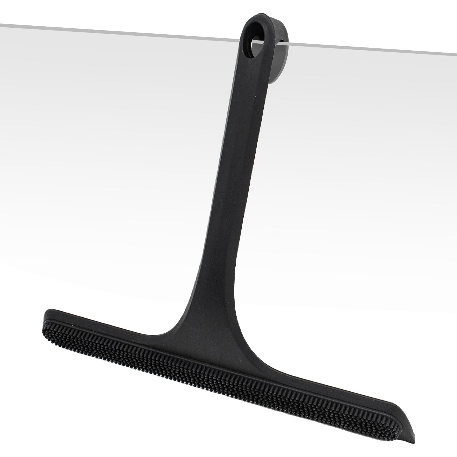 Shower Squeegee For Glass Doors With Built-In Hook All-In-One Silicone Squeegee Rubber Screen Wiper For Window Bathroom Cleaner Scraper Showers