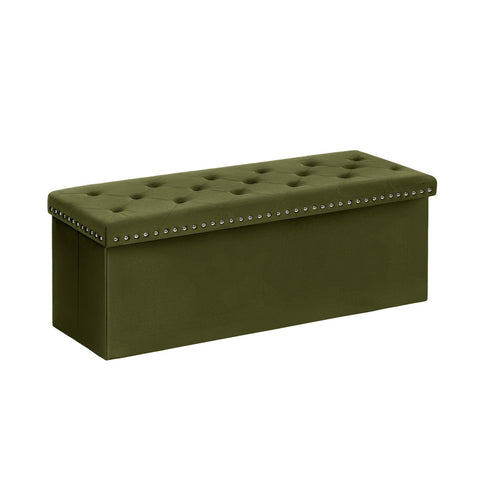 Bonlife Velvet Storage Ottoman, Folding Footstool Space-Saving Bench,110cm