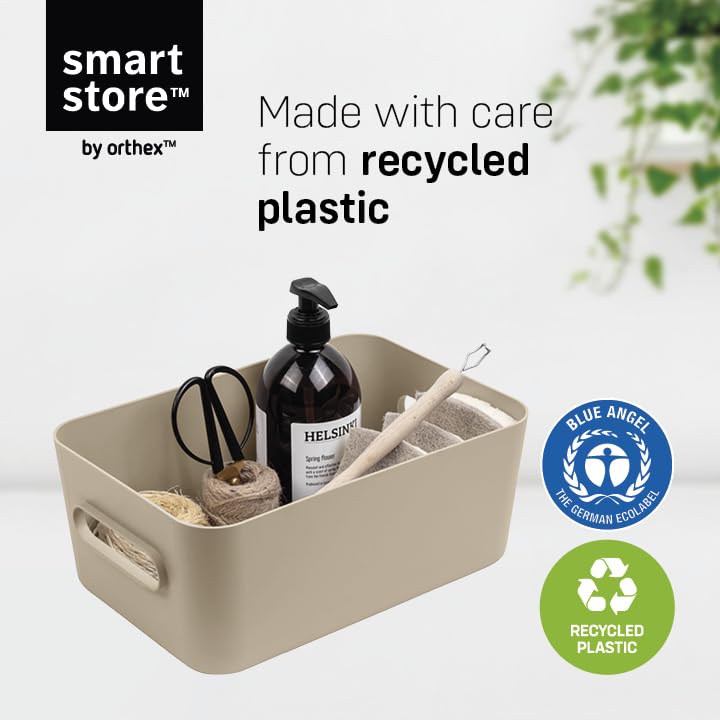 SmartStore Medium Plastic Storage Box with Handles 5× 5.3 L | Organiser Basket for Bathroom, Laundry, Kitchen, Office Drawers and Shelves