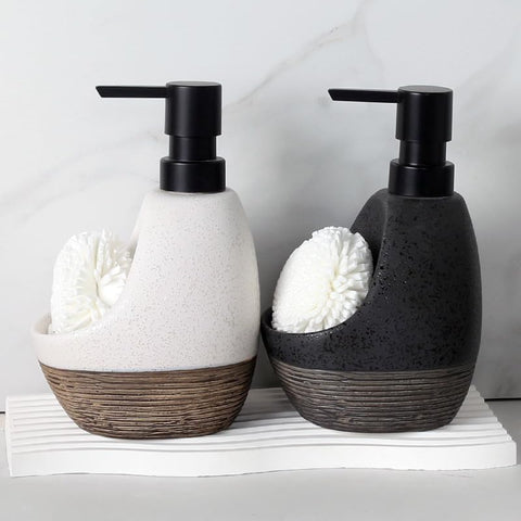 Hosoncovy 450ML Ceramic Liquid Soap Dispenser with Pump ，Pump Bottle Dispenser with Soap/Fome Holder