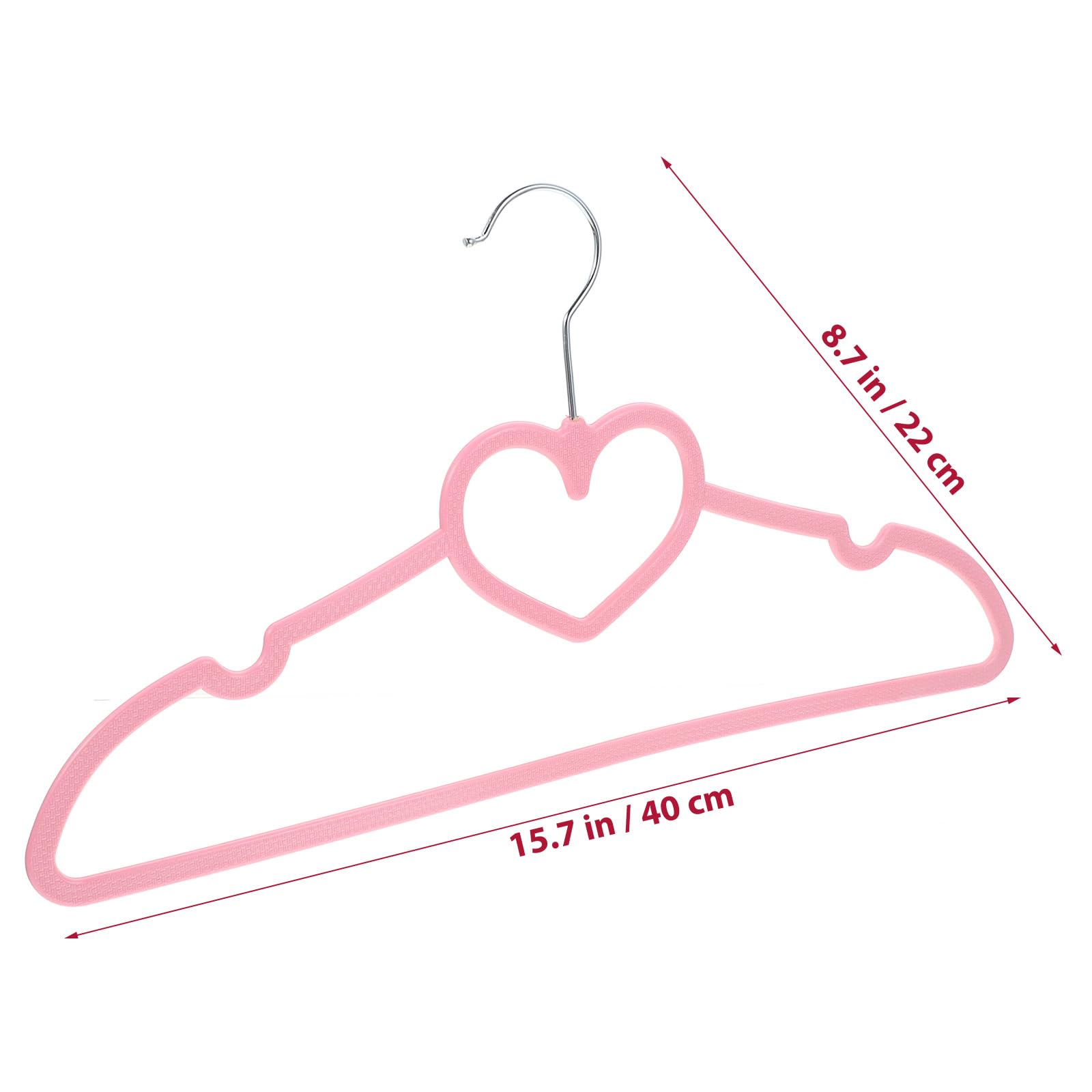 IMIKEYA 10 Pack Children Coat Hangers Non Slip Pink Cloth Hangers for Baby Toddler Kids Heart Pattern Plastic for Shirt Trousers Tie Space-Saving