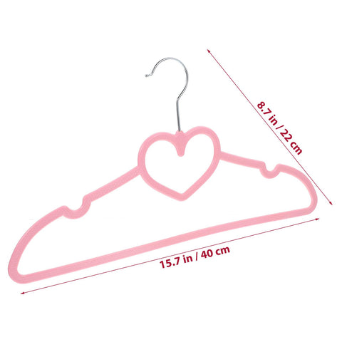 IMIKEYA 10 Pack Children Coat Hangers Non Slip Pink Cloth Hangers for Baby Toddler Kids Heart Pattern Plastic for Shirt Trousers Tie Space-Saving