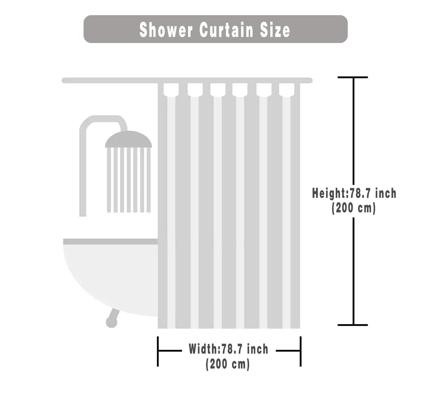 FSZhenZuan Shower Curtain 200x200cm Drop Water Repellent Shower Curtain with Hooks Washable Polyester Fabric Geometric Waves Decorative Bathroom