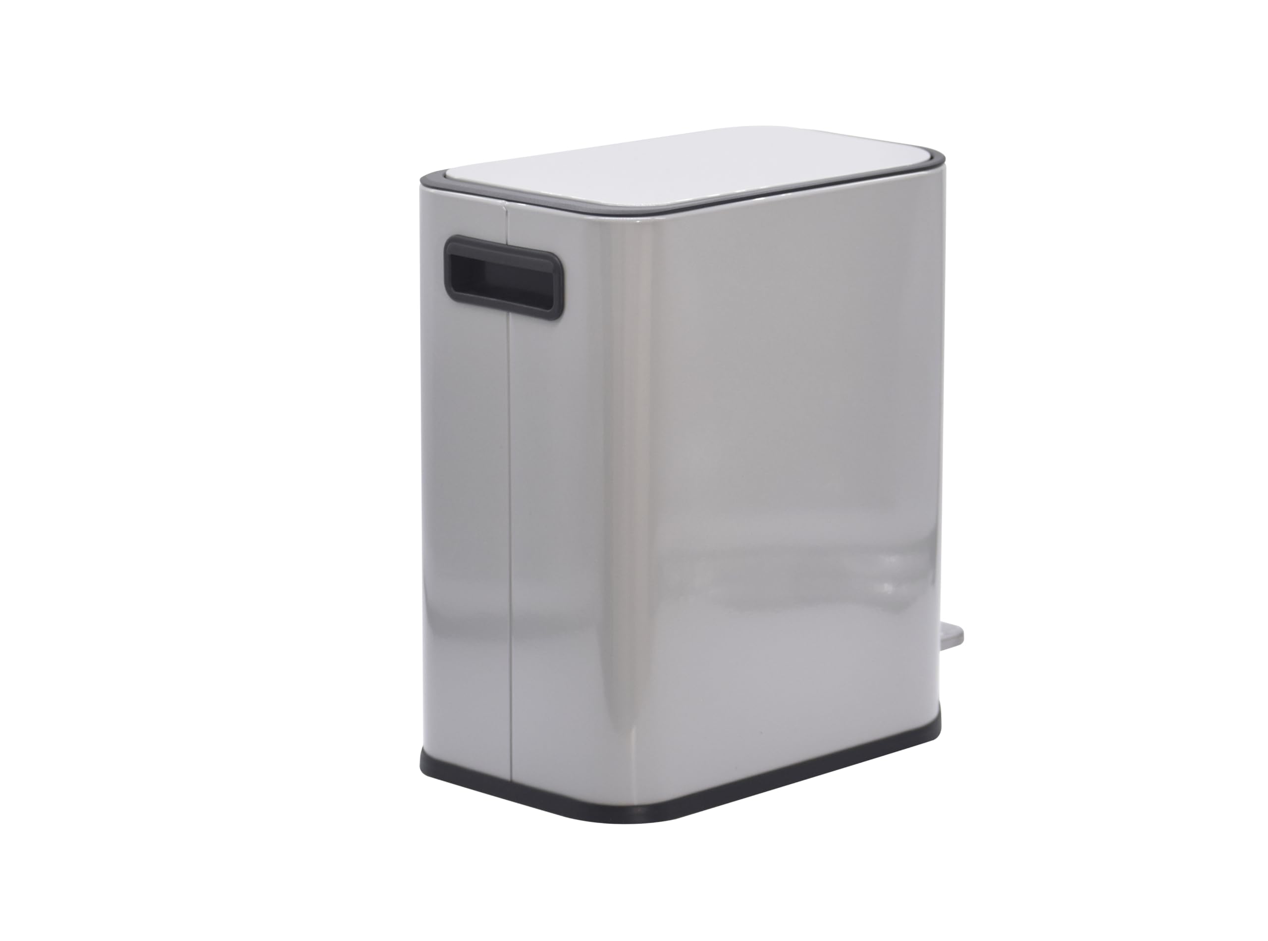FurnitureXtra™ Slim Design Powder Coated Soft Close Pedal Bin, Plastic Inner bucket, ABS lid (White, 5L)