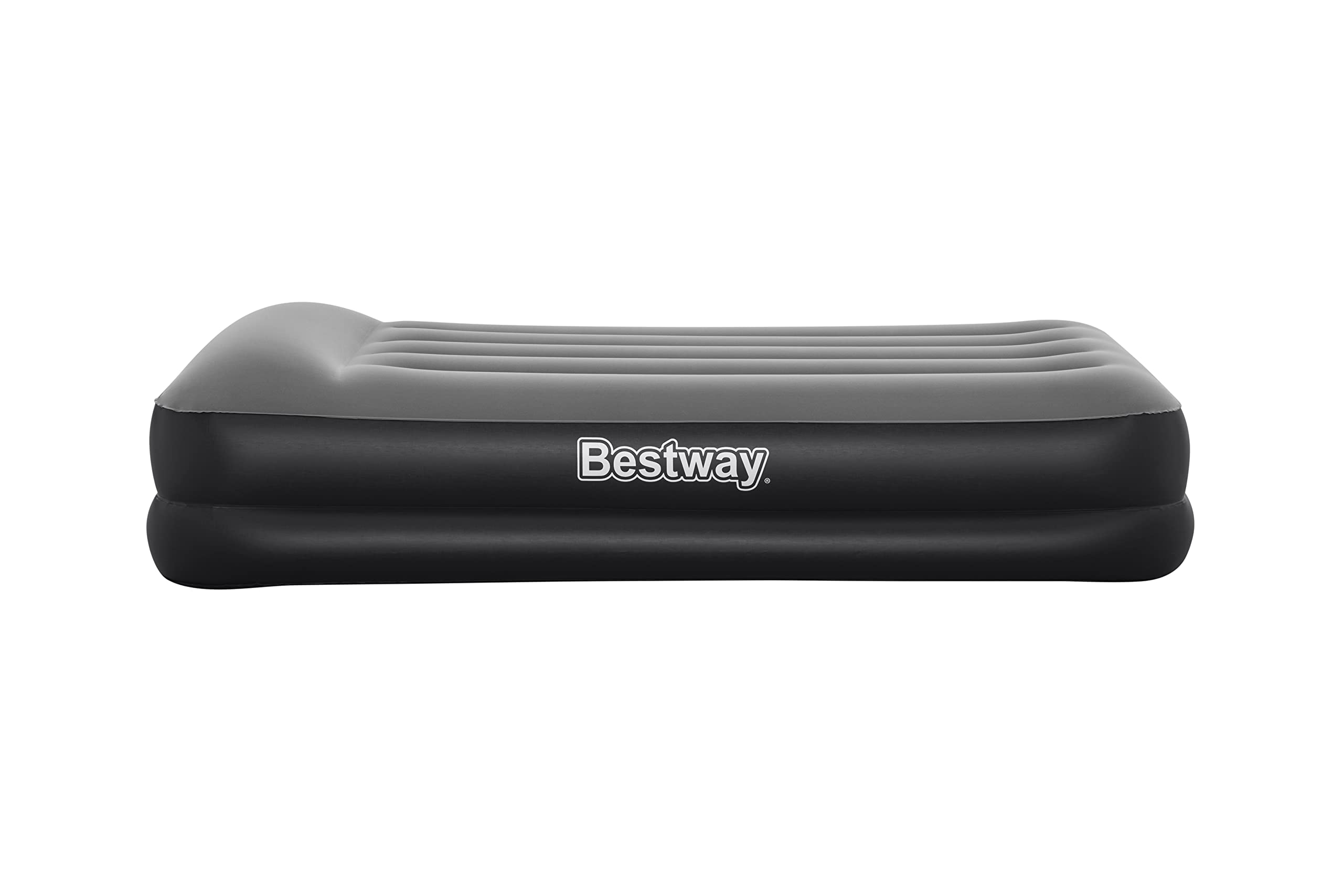 Bestway | Tritech Air Mattress, Twin Size with Built in AC Pump | Durable Inflatable Mattress with Fast Inflation and Storage Bag, Grey