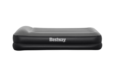 Bestway | Tritech Air Mattress, Twin Size with Built in AC Pump | Durable Inflatable Mattress with Fast Inflation and Storage Bag, Grey