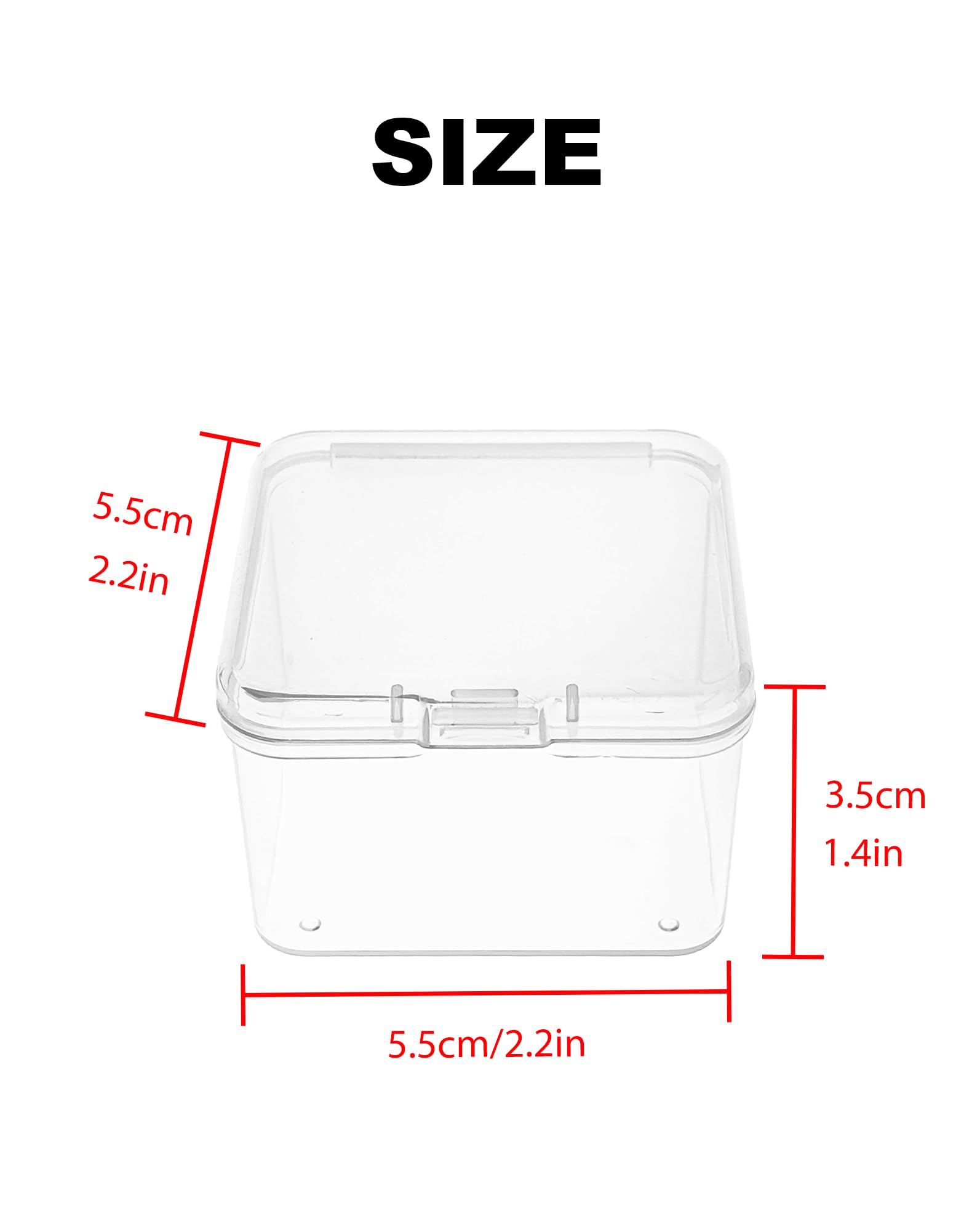 LJY Clear Square Plastic Boxes with Lids, 20 Pack, 2.2 x 2.2 x 1.4 in