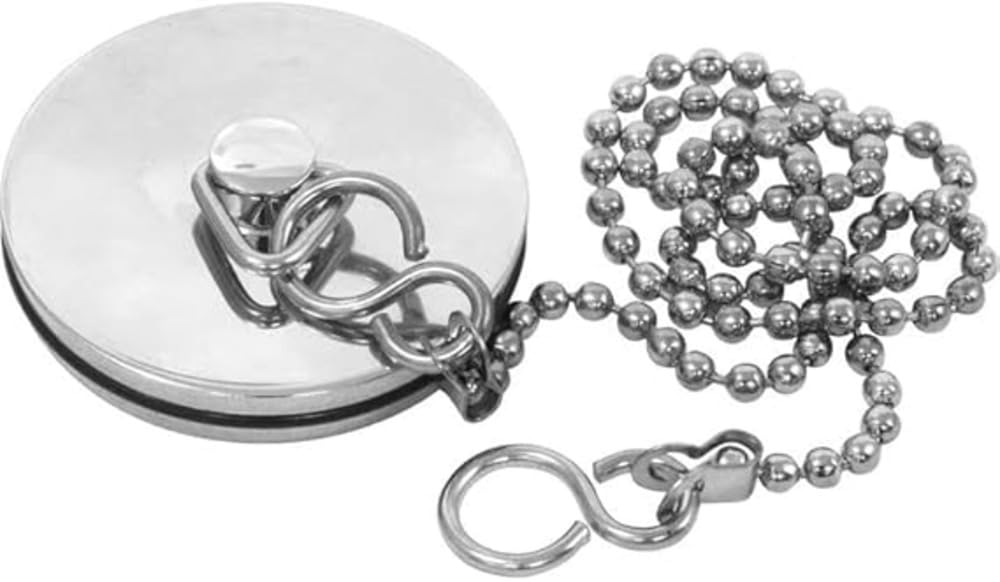 Bathroom Sink Wash Basin ONLY, Replacement Plug Drain Hole Stopper 38mm & 12" Chain (38mm) DOES NOT FIT BATH TUB