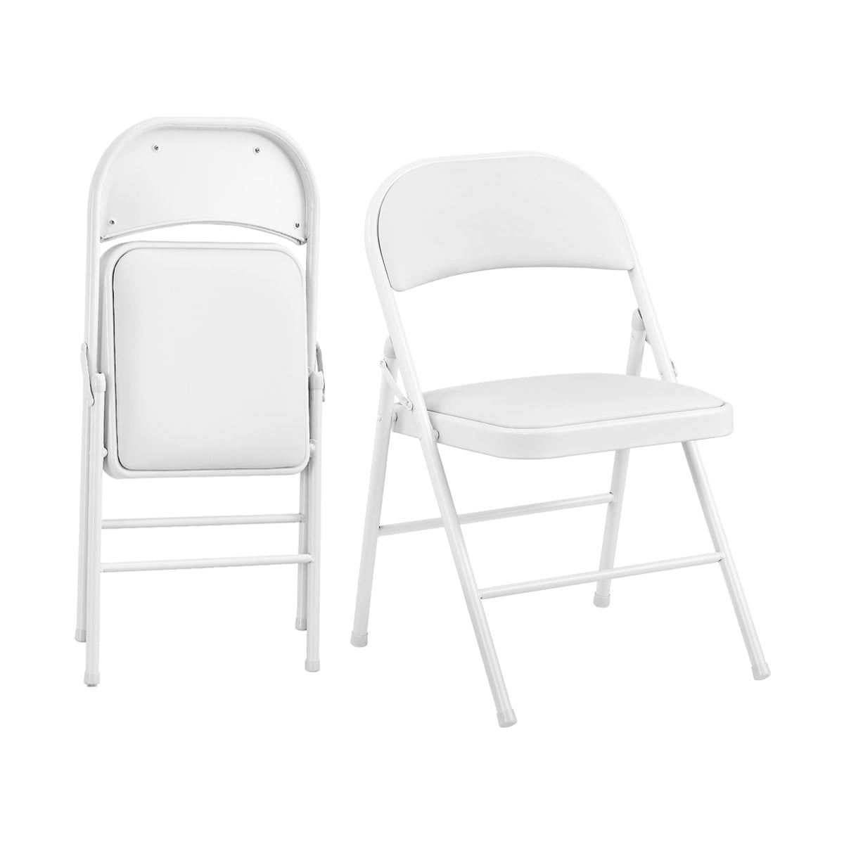 KAIHAOWIN 2-Pack Folding Chair Vinyl Padded and Metal Frame Heavy Duty Foldable Chair with Backrest & Padded Seats for Meetings Office Wedding