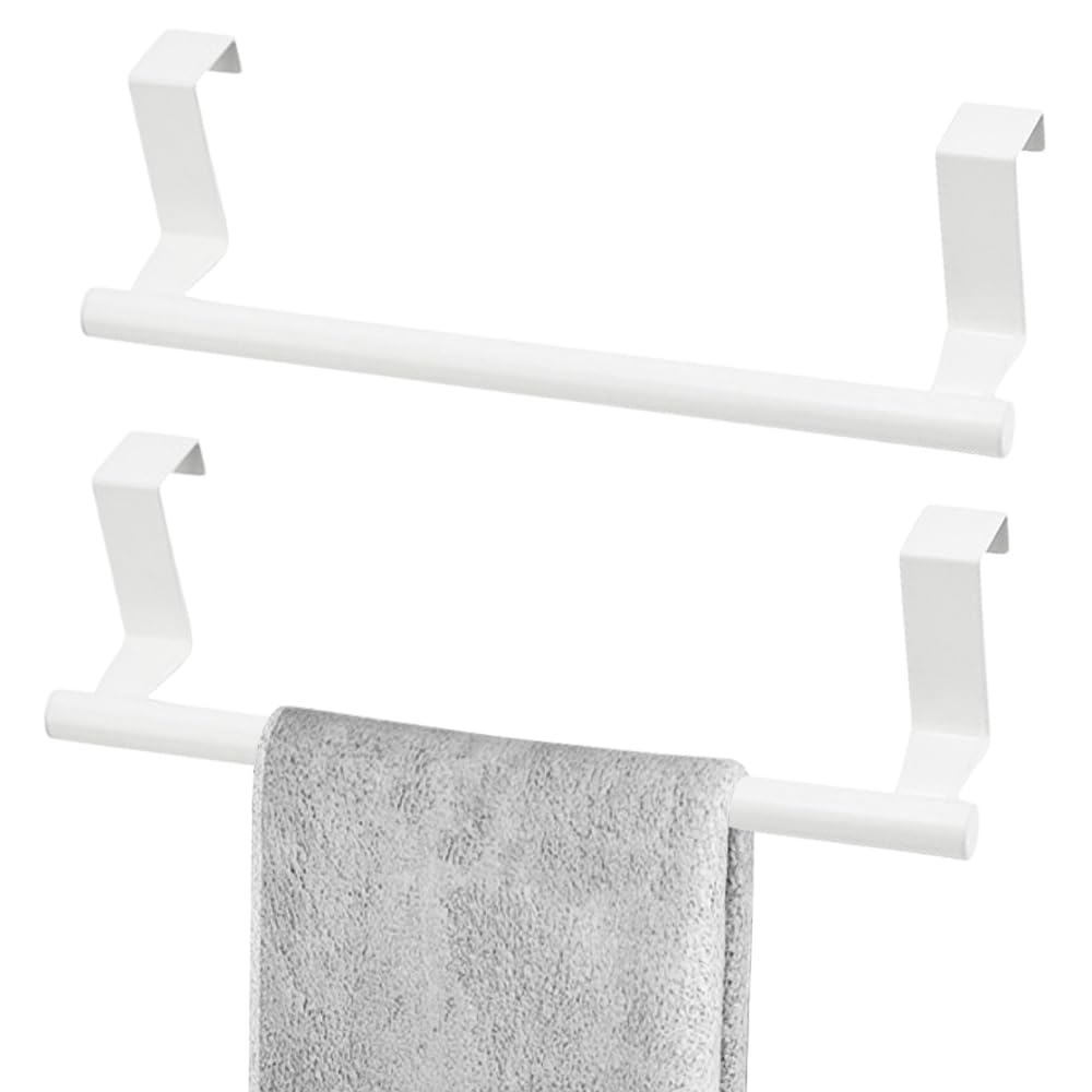 2 Pcs Stainless Steel Towel Holder, Over Door Towel Rail with Protective Strip, Towel Bar Holder