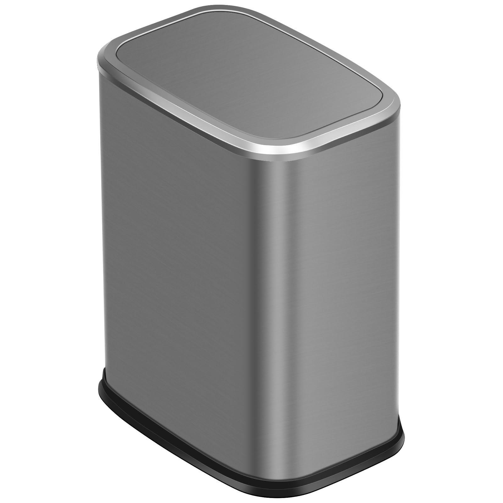 8L Small Bathroom Bin with Swing Lid,Stainless Steel Trash Bin for Bedroom