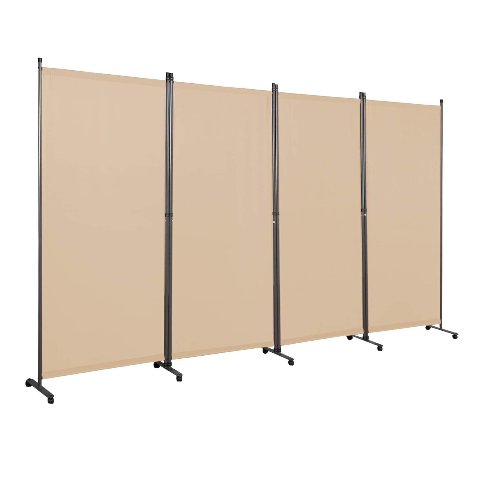 Angel Living 4 Panels Folding Room Divider, Privacy Screen Composed of Polyester Fabric and Sturdy Iron Frame