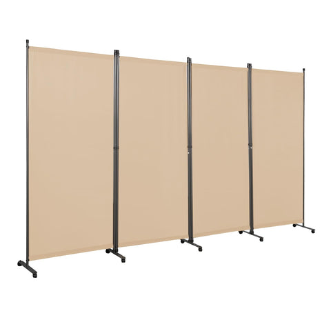 Angel Living 4 Panels Folding Room Divider, Privacy Screen Composed of Polyester Fabric and Sturdy Iron Frame