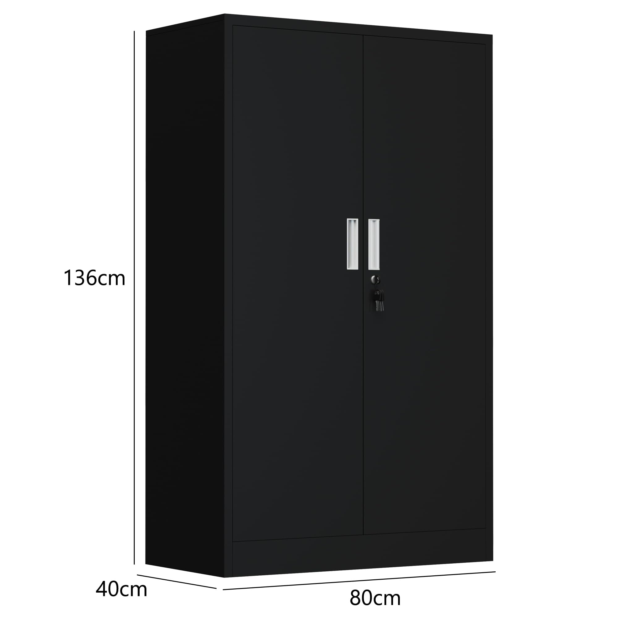 iJINGUR Metal Storage Cupboard with Locking Doors and 3 Adjustable Shelves, Lockable Steel Storage Cabinet for Home Office Garage Kitchen Pantry