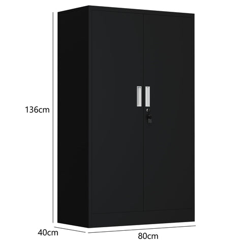 iJINGUR Metal Storage Cupboard with Locking Doors and 3 Adjustable Shelves, Lockable Steel Storage Cabinet for Home Office Garage Kitchen Pantry