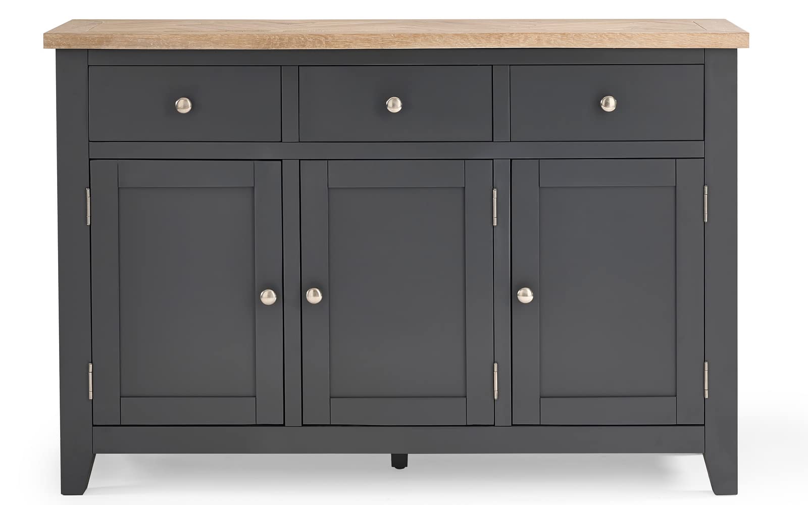 Julian Bowen Bordeaux Sideboard, Dark Grey & Oak - H86 x W128 x D40cm