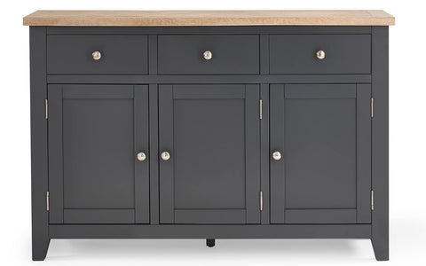 Julian Bowen Bordeaux Sideboard, Dark Grey & Oak - H86 x W128 x D40cm