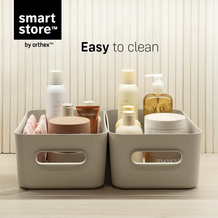 SmartStore Medium Plastic Storage Box with Handles 5× 5.3 L | Organiser Basket for Bathroom, Laundry, Kitchen, Office Drawers and Shelves