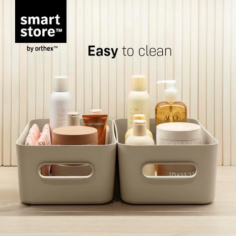 SmartStore Medium Plastic Storage Box with Handles 5× 5.3 L | Organiser Basket for Bathroom, Laundry, Kitchen, Office Drawers and Shelves