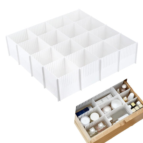 FOLANDO Drawer Dividers, Adjustable Drawer Organizers, Freely Cut and Combinable, Plastic Drawer Organiser Draw Separators for Socks Underwear Makeup
