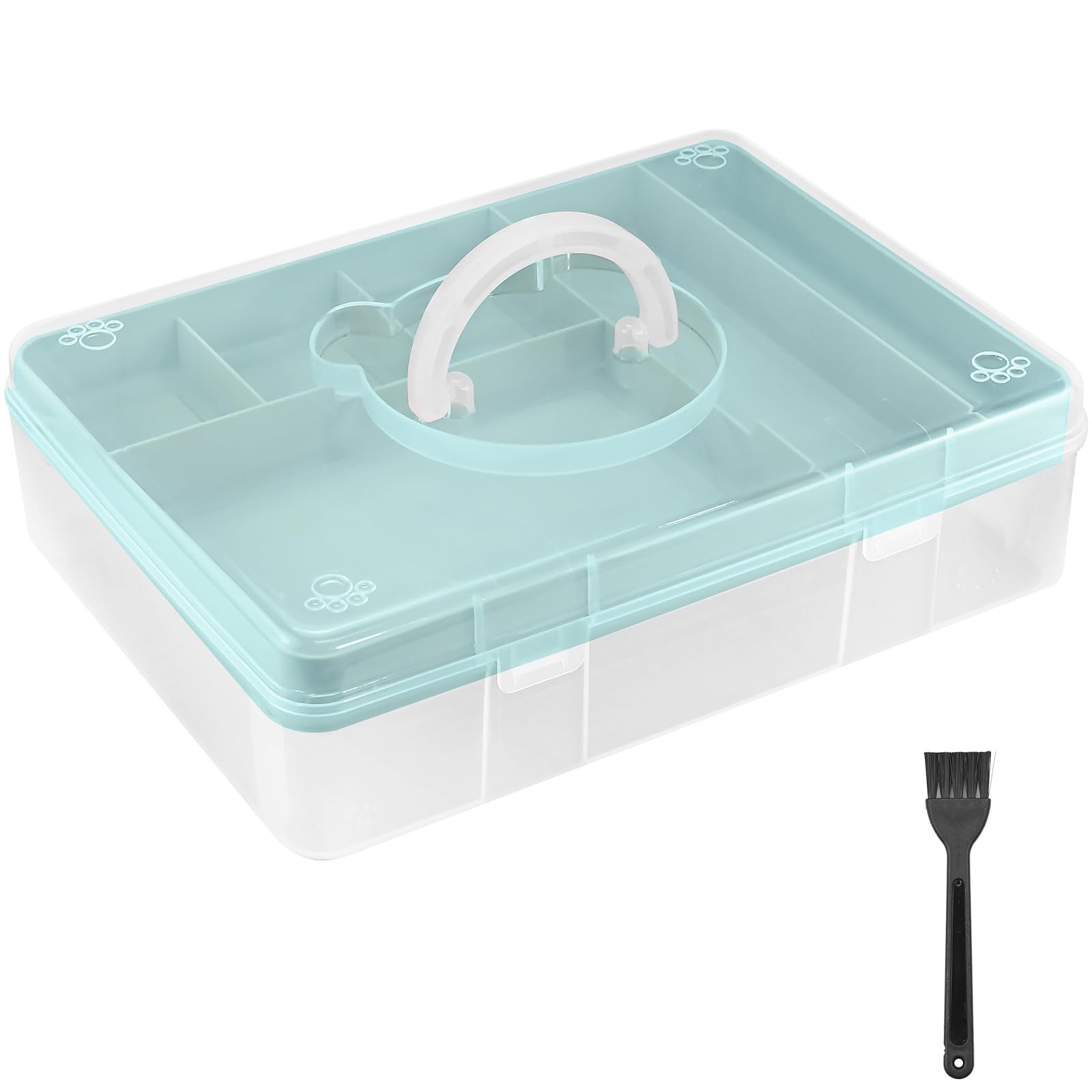 Craft Storage Box Clear Craft Stackable Large Sewing Box with 7 Compartment Tray Large Capacity for Medications, Sewing Supplies